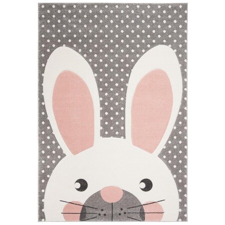 Safavieh 3 ft. 3 in. x 5 ft. 3 in. Carousel Kids Rectangle Power Loomed Area Rug Pink & Grey CRK168P-3